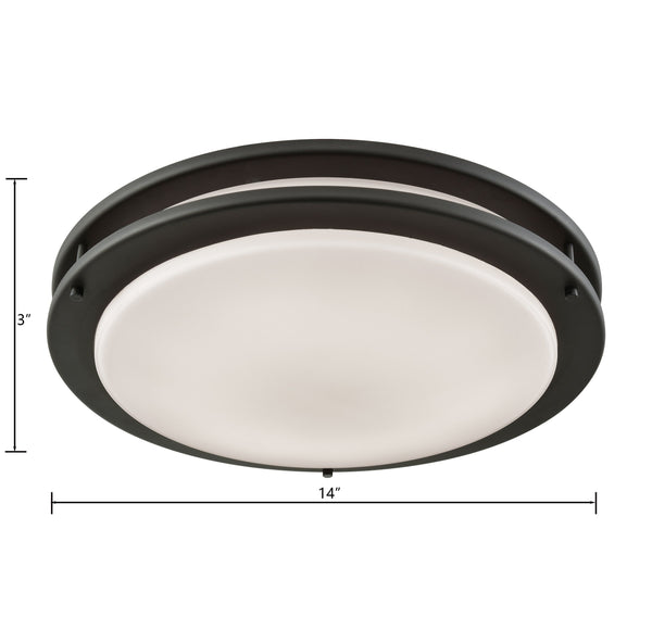 Thomas Lighting Clarion Architectural LED Flush Mount with Glass Diffuser for Modern Interiors Bronze 14 inches CL782041