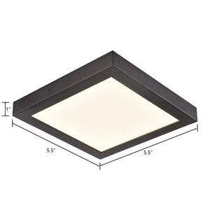 Thomas Lighting Titan Low Profile Flush Mount LED Ceiling Light Oil Rubbed Finish for Hallways Bronze 6 inches Square CL791331