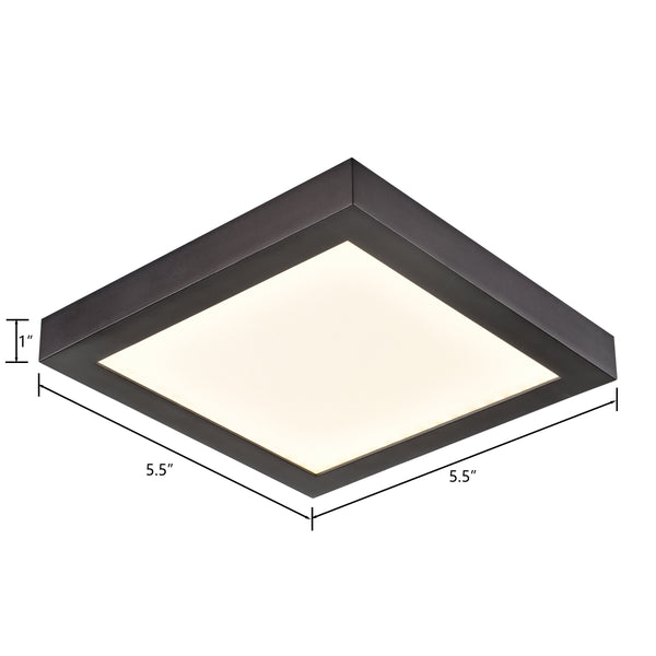 Thomas Lighting Titan Low Profile Flush Mount LED Ceiling Light Oil Rubbed Finish for Hallways Bronze 6 inches Square CL791331