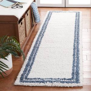 Safavieh Calico Plush Shag Rug Ivory & Blue — Flokati Texture, 1 5/8" Pile, Power‑Loomed Turkish Luxury 10'-0" x 14'-0" CLC100A-10