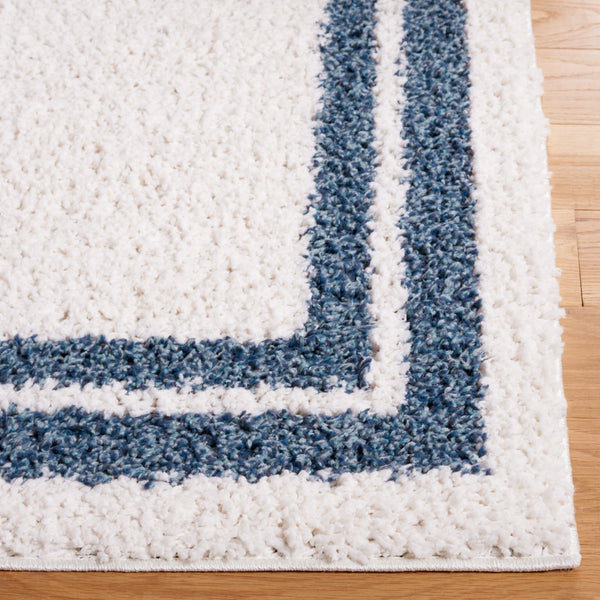 Safavieh Calico Plush Ivory & Blue Shag Rug — Power-Loomed Turkish Flokati Texture, Durable Soft Pile Comfort 3'-0" x 5'-0" CLC100A-3