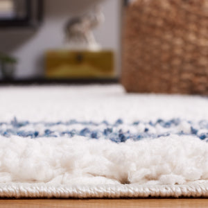 Safavieh Calico Plush Ivory & Blue Shag Rug — Power-Loomed Turkish Flokati Texture, Durable Soft Pile Comfort 3'-0" x 5'-0" CLC100A-3