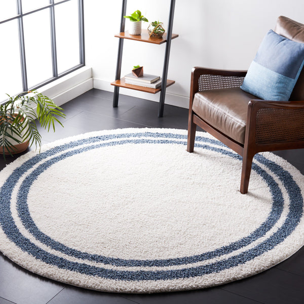 Safavieh Calico Plush Ivory & Blue Shag Rug — Power-Loomed Turkish Flokati Texture, Durable Soft Pile Comfort 3'-0" x 5'-0" CLC100A-3