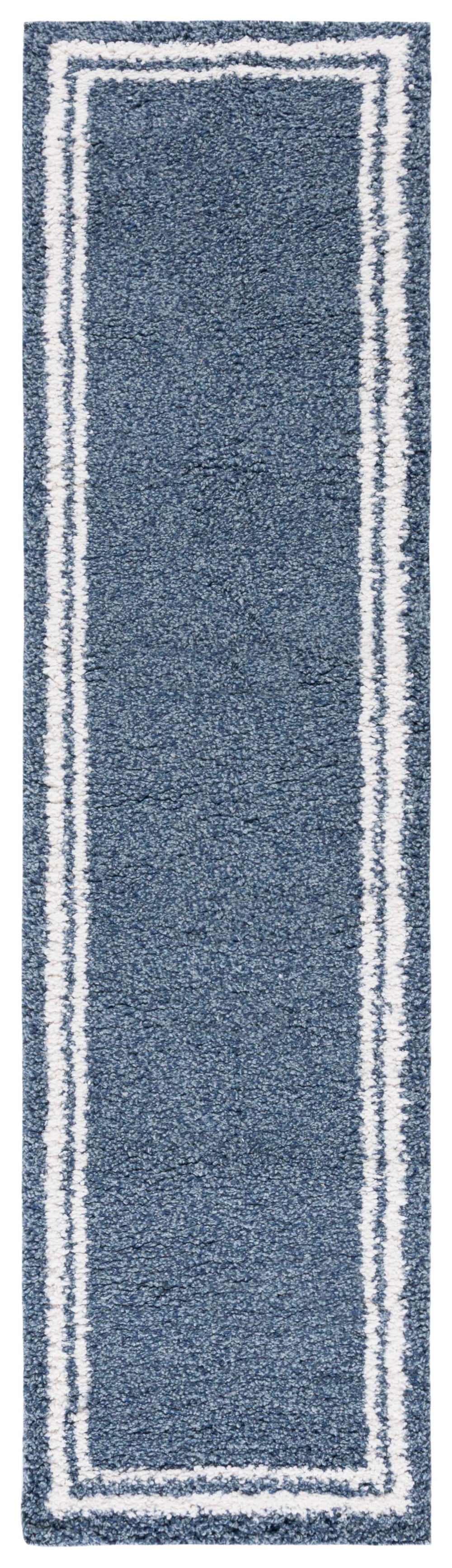 Safavieh Calico Plush Shag Runner In Blue & Ivory — Flokati-Style Pile, Durable Power-Loomed Comfort For Hallways 2'-2" x 5'-0" CLC100M-25