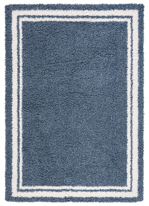 Safavieh Calico Plush Round Shag Rug In Blue & Ivory — High-Pile Cozy Texture, Durable Easy-Care Fibers 5'-3" x 5'-3" CLC100M-5R