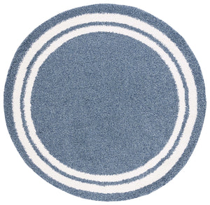 Safavieh Calico Plush Round Shag Rug In Blue & Ivory — High-Pile Cozy Texture, Durable Easy-Care Fibers 5'-3" x 5'-3" CLC100M-5R