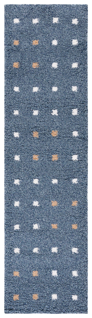 Safavieh Calico Plush Round Shag Rug In Soothing Blue And Ivory — Deep Pile, Power-Loomed Durability 5'-3" x 5'-3" CLC102M-5R