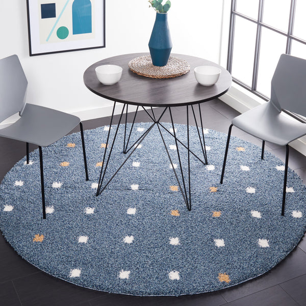 Safavieh Calico Plush Blue & Ivory Shag Rug With Flokati-Style Pile, Durable Power-Loomed Comfort Accent 5'-3" x 5'-3" CLC102M-5SQ