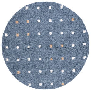 Safavieh Calico Plush Blue & Ivory Shag Rug With Flokati-Style Pile, Durable Power-Loomed Comfort Accent 5'-3" x 5'-3" CLC102M-5SQ