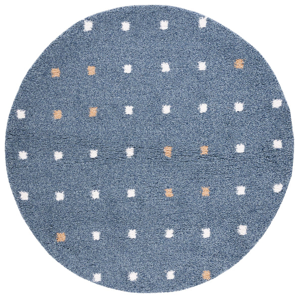Safavieh Calico Plush Blue & Ivory Shag Rug With Flokati-Style Pile, Durable Power-Loomed Comfort Accent 5'-3" x 5'-3" CLC102M-5SQ