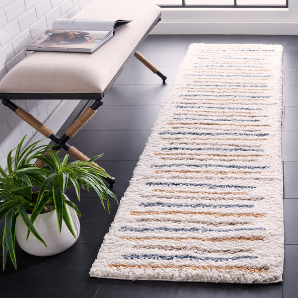Safavieh Calico Ivory & Gold Shag Rug 3'X5' — Plush 1.625" Pile, Turkish Power-Loomed, Modern Cozy Accent CLC110A-3