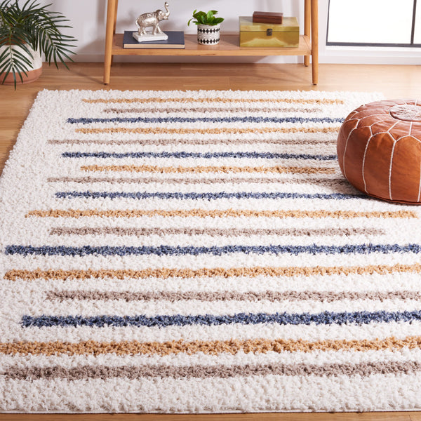 Safavieh Calico Ivory & Gold Shag Rug 3'X5' — Plush 1.625" Pile, Turkish Power-Loomed, Modern Cozy Accent CLC110A-3