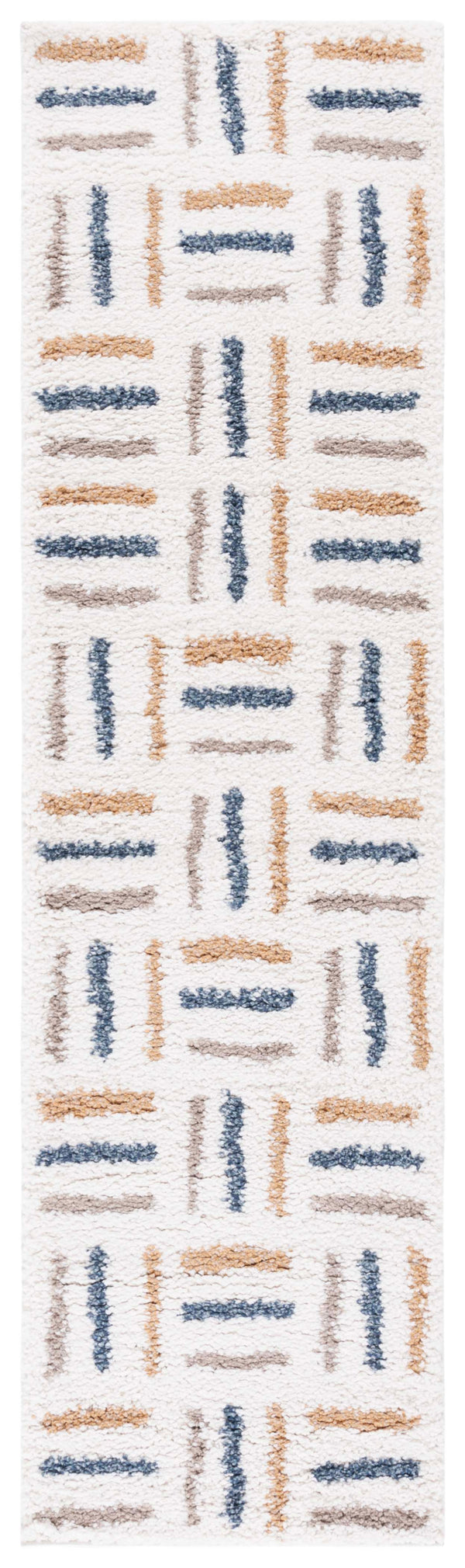 Safavieh Calico Luxurious Ivory & Gold Shag Runner — Flokati-Inspired Plush Pile, Durable Easy-Care Finish 2'-2" x 5'-0" CLC112A-25