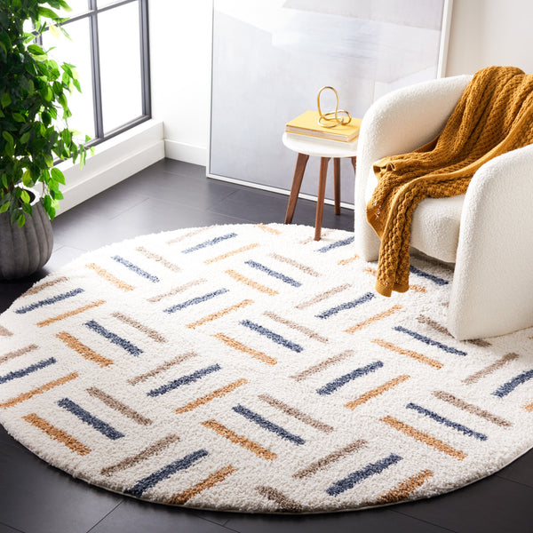 Safavieh Calico Luxurious Ivory & Gold Shag Runner — Flokati-Inspired Plush Pile, Durable Easy-Care Finish 2'-2" x 5'-0" CLC112A-25