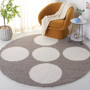 Safavieh Calico Contemporary Plush Shag Area Rug With Geometric Design - Luxurious Softness & Durability Grey ,Ivory Polyester Clc120f-9