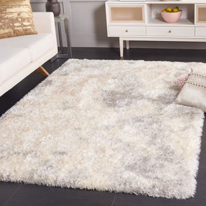 Safavieh Cloud Shag Plush Polyester Area Rug Two Inch Pile Ivory Grey Living Room Accent CLD109A-6