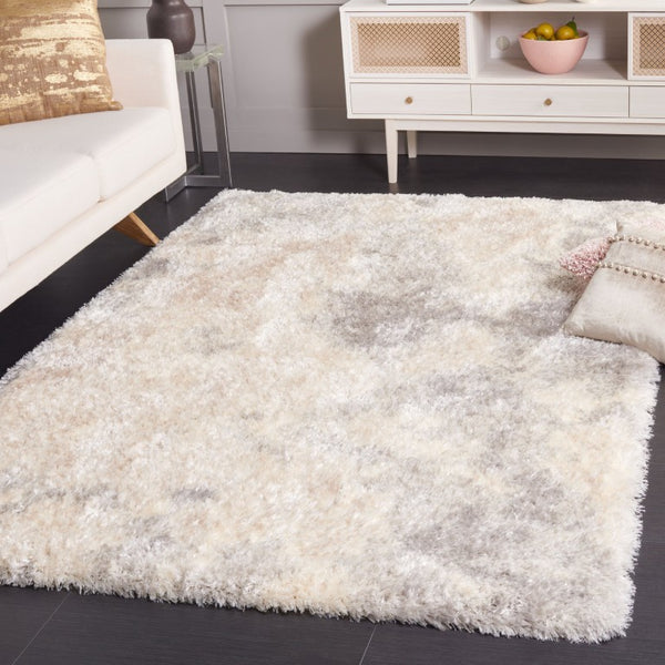 Safavieh Cloud Shag Plush Polyester Area Rug Two Inch Pile Ivory Grey Living Room Accent CLD109A-6