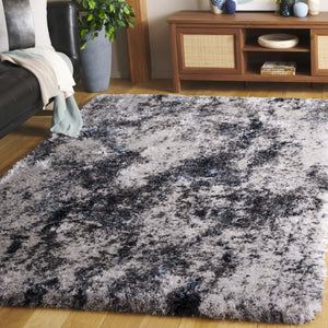 Safavieh Cloud Elegant Shag Area Rug – Luxurious Comfort With Modern Abstract Design For Stylish Spaces Grey ,Blue Polyester Cld110f-9