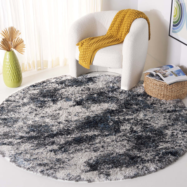 Safavieh Cloud Elegant Shag Area Rug – Luxurious Comfort With Modern Abstract Design For Stylish Spaces Grey ,Blue Polyester Cld110f-9