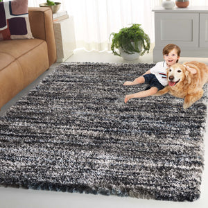 Safavieh Cloud Shag 111 Power Loomed Shag Rug Grey / Blue 5'-3" x 7'-7"