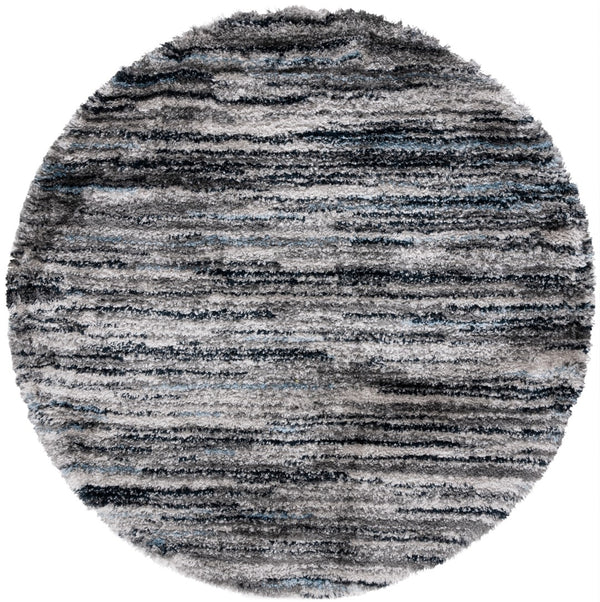 Safavieh Cloud Shag 111 Power Loomed Shag Rug Grey / Blue 6'-7" x 6'-7" Round
