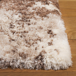 Safavieh Cloud Plush Area Rug - Luxurious Shag Texture, Ethically Made, Stylish Design For Any Décor Ivory ,Brown Polyester Cld114a-9