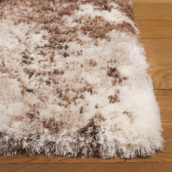 Safavieh Cloud Plush Area Rug - Luxurious Shag Texture, Ethically Made, Stylish Design For Any Décor Ivory ,Brown Polyester Cld114a-9