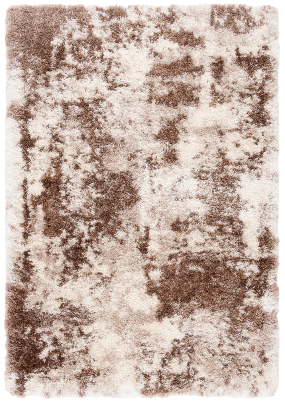 Safavieh Cloud Plush Area Rug - Luxurious Shag Texture, Ethically Made, Stylish Design For Any Décor Ivory ,Brown Polyester Cld114a-9