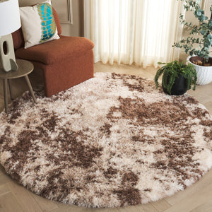 Safavieh Cloud Plush Area Rug - Luxurious Shag Texture, Ethically Made, Stylish Design For Any Décor Ivory ,Brown Polyester Cld114a-9