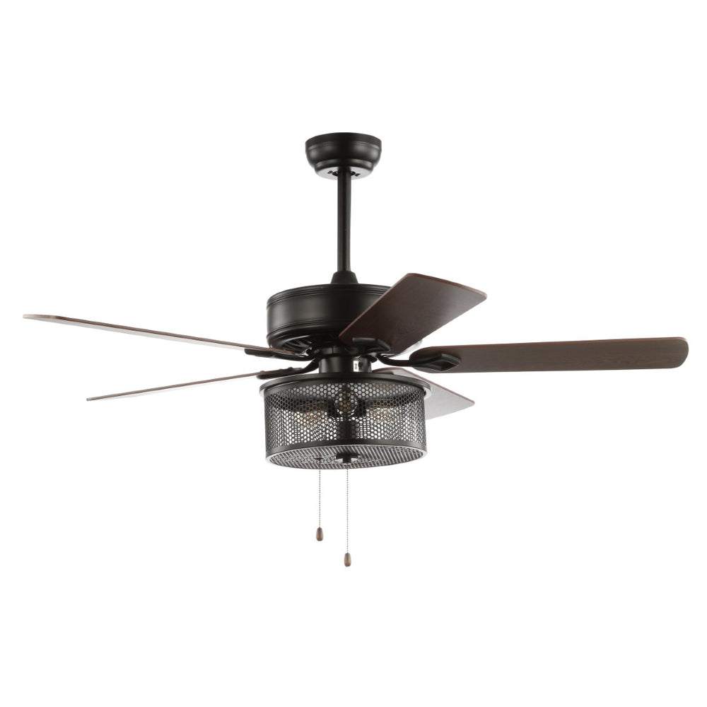 Safavieh FREDRIK, 52-Inch Black Iron Ceiling Fan with 3 Lights and Reversible White Maple/Silver Blades CLF1005A
