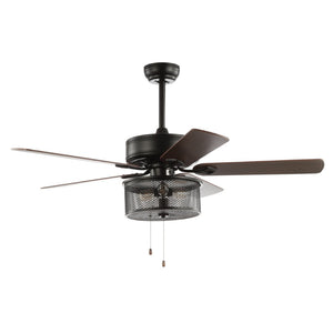 Safavieh FREDRIK, 52-Inch Black Iron Ceiling Fan with 3 Lights and Reversible White Maple/Silver Blades CLF1005A