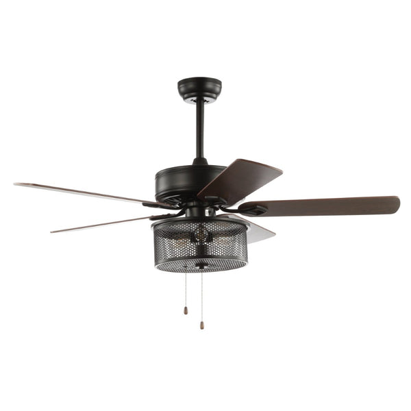 Safavieh FREDRIK, 52-Inch Black Iron Ceiling Fan with 3 Lights and Reversible White Maple/Silver Blades CLF1005A