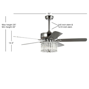 Safavieh DRESHER, 52-Inch Chrome Ceiling Fan with 3 Lights & White Maple/Silver Blades for Stylish Airflow CLF1006A