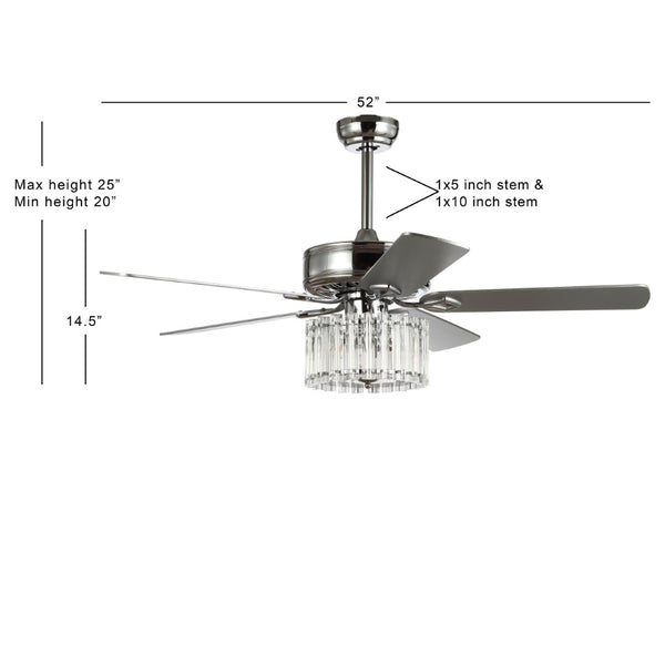 Safavieh DRESHER, 52-Inch Chrome Ceiling Fan with 3 Lights & White Maple/Silver Blades for Stylish Airflow CLF1006A