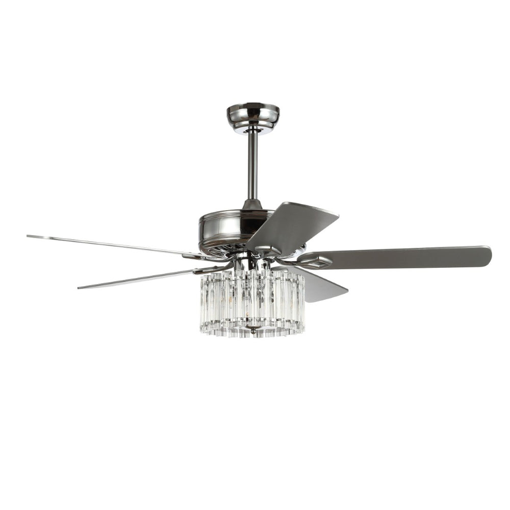 Safavieh DRESHER, 52-Inch Chrome Ceiling Fan with 3 Lights & White Maple/Silver Blades for Stylish Airflow CLF1006A