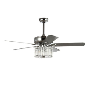 Safavieh DRESHER, 52-Inch Chrome Ceiling Fan with 3 Lights & White Maple/Silver Blades for Stylish Airflow CLF1006A