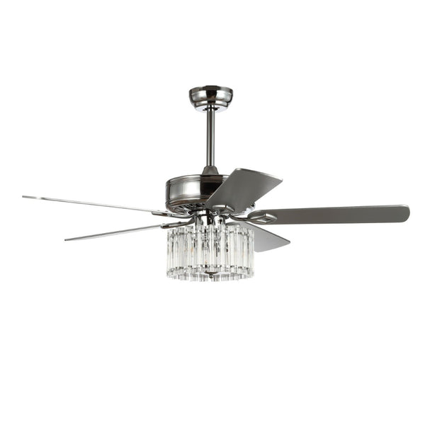 Safavieh DRESHER, 52-Inch Chrome Ceiling Fan with 3 Lights & White Maple/Silver Blades for Stylish Airflow CLF1006A