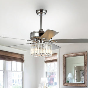Safavieh DRESHER, 52-Inch Chrome Ceiling Fan with 3 Lights & White Maple/Silver Blades for Stylish Airflow CLF1006A