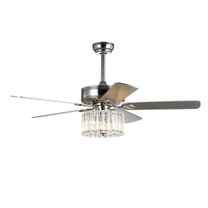 Safavieh DRESHER, 52-Inch Chrome Ceiling Fan with 3 Lights & White Maple/Silver Blades for Stylish Airflow CLF1006A