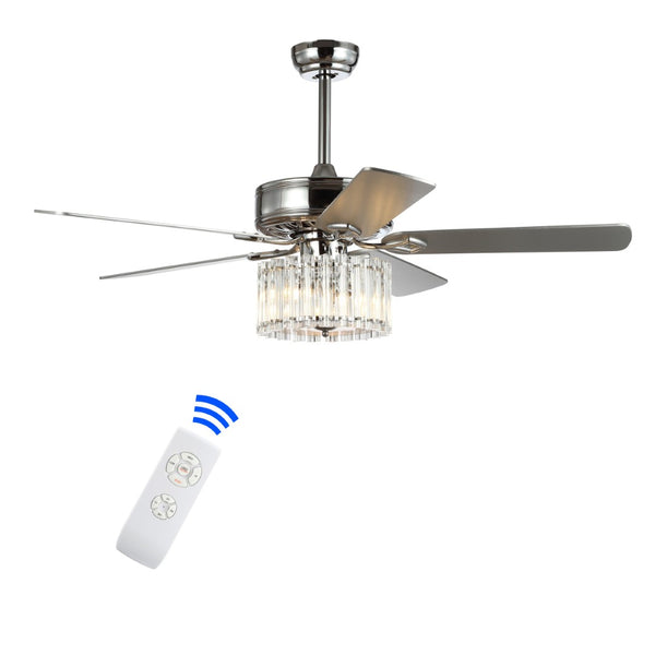 Safavieh DRESHER, 52-Inch Chrome Ceiling Fan with 3 Lights & White Maple/Silver Blades for Stylish Airflow CLF1006A