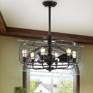 Safavieh LARSIN, LARSIN 30-Inch Black Iron Ceiling Fan with 6 Black Blades for Modern Style and Efficient Airflow CLF1007A