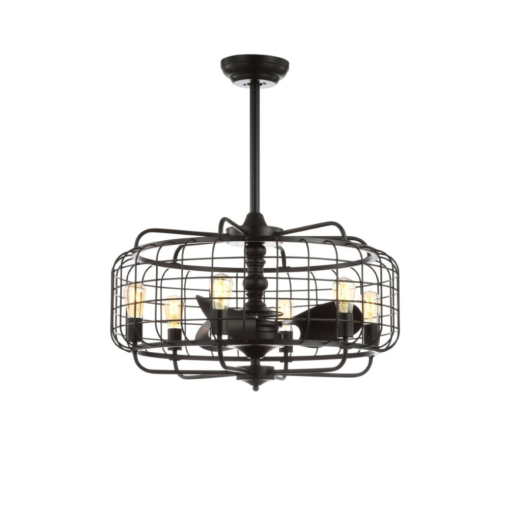 Safavieh LARSIN, LARSIN 30-Inch Black Iron Ceiling Fan with 6 Black Blades for Modern Style and Efficient Airflow CLF1007A