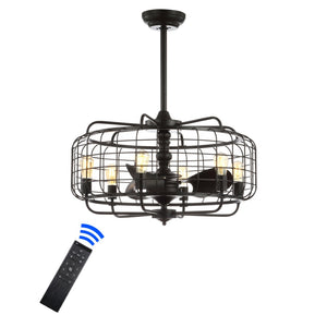 Safavieh LARSIN, LARSIN 30-Inch Black Iron Ceiling Fan with 6 Black Blades for Modern Style and Efficient Airflow CLF1007A