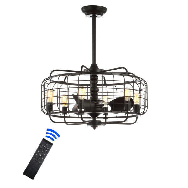 Safavieh LARSIN, LARSIN 30-Inch Black Iron Ceiling Fan with 6 Black Blades for Modern Style and Efficient Airflow CLF1007A