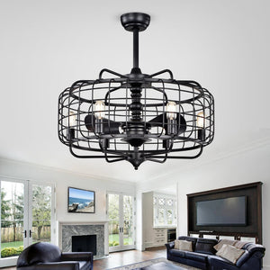 Safavieh LARSIN, LARSIN 30-Inch Black Iron Ceiling Fan with 6 Black Blades for Modern Style and Efficient Airflow CLF1007A