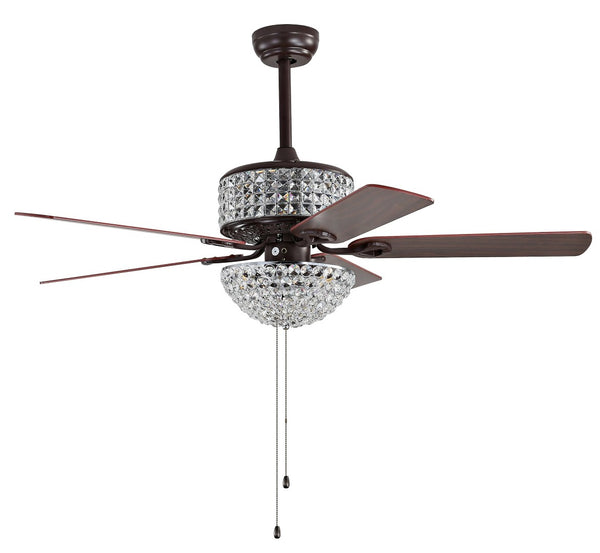 Safavieh NORI, 52-Inch Ceiling Fan with 6 Lights, Oil-Rubbed Bronze Finish & Dark Walnut Blades for Style CLF1011A