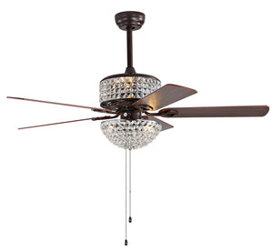 Safavieh NORI, 52-Inch Ceiling Fan with 6 Lights, Oil-Rubbed Bronze Finish & Dark Walnut Blades for Style CLF1011A