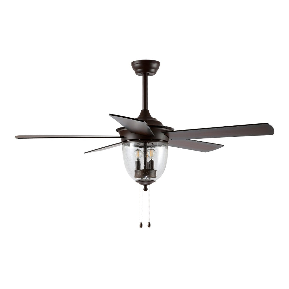 Safavieh RALLEN, 52-Inch Oil Rubbed Bronze Ceiling Fan with Dark Walnut Blades and Integrated 3-Light Fixture CLF1012A