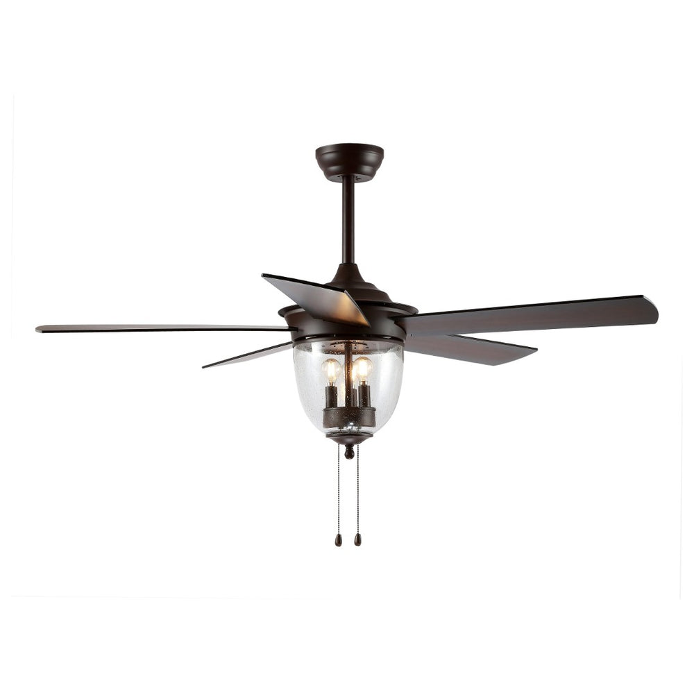 Safavieh RALLEN, 52-Inch Oil Rubbed Bronze Ceiling Fan with Dark Walnut Blades and Integrated 3-Light Fixture CLF1012A