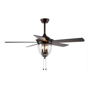 Safavieh RALLEN, 52-Inch Oil Rubbed Bronze Ceiling Fan with Dark Walnut Blades and Integrated 3-Light Fixture CLF1012A